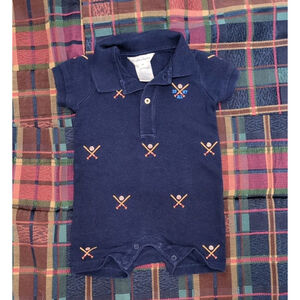 Boy's blue Ralph Lauren 6 month short one-piece outfit baseball